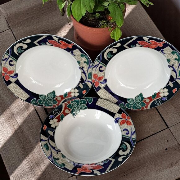 3 Pc. Christopher Stuart Optima HK201 Pasha's Palace Rimmed Soup Bowls 9.5" - Picture 2 of 14